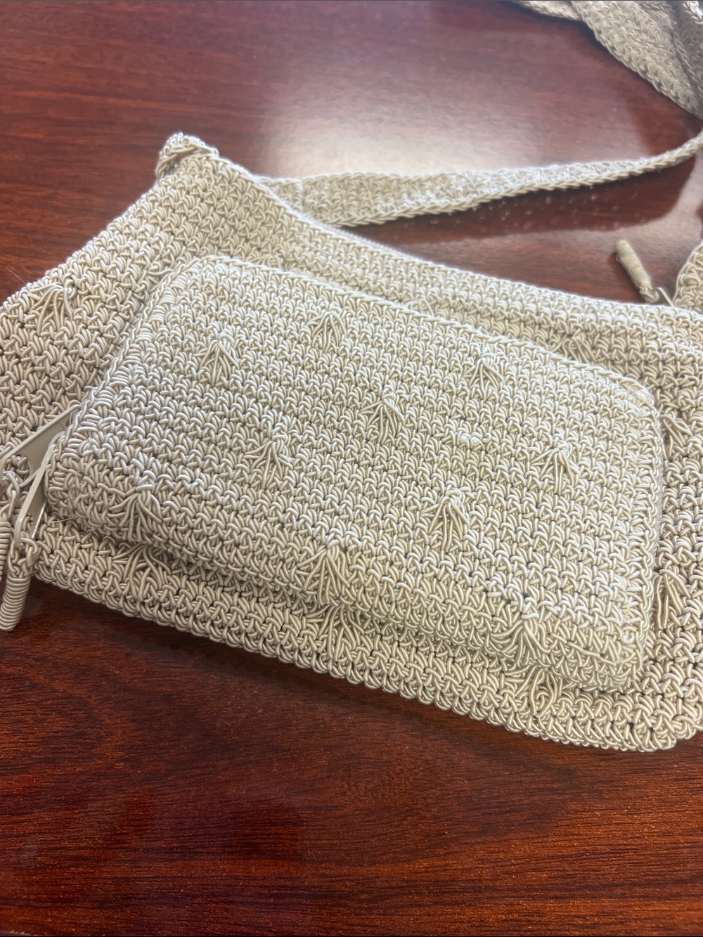 Cream Crochet Crossbody Bag - Unbranded